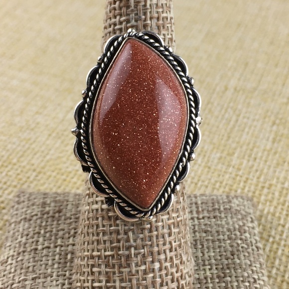 New Sandstone Silver Overlay Ring Size 7 - Picture 11 of 11